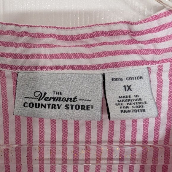 Vermont Country Store Seersucker Midi Dress Womens Size 1X Fuchsia Pink Pintuck - Picture 5 of 8